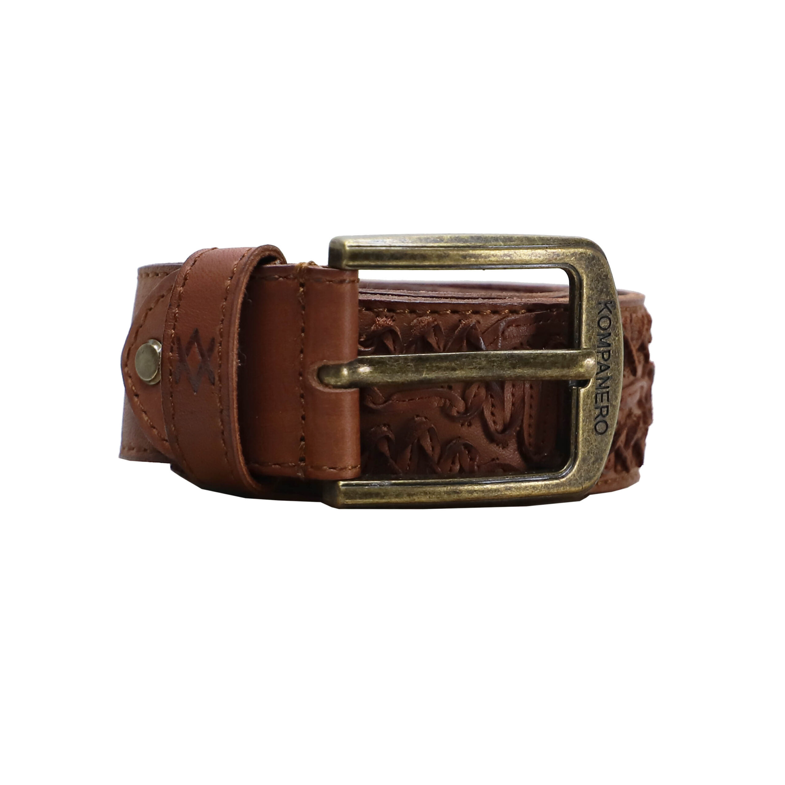 Madrid Leather Belt by Kompanero Available in Cognac
