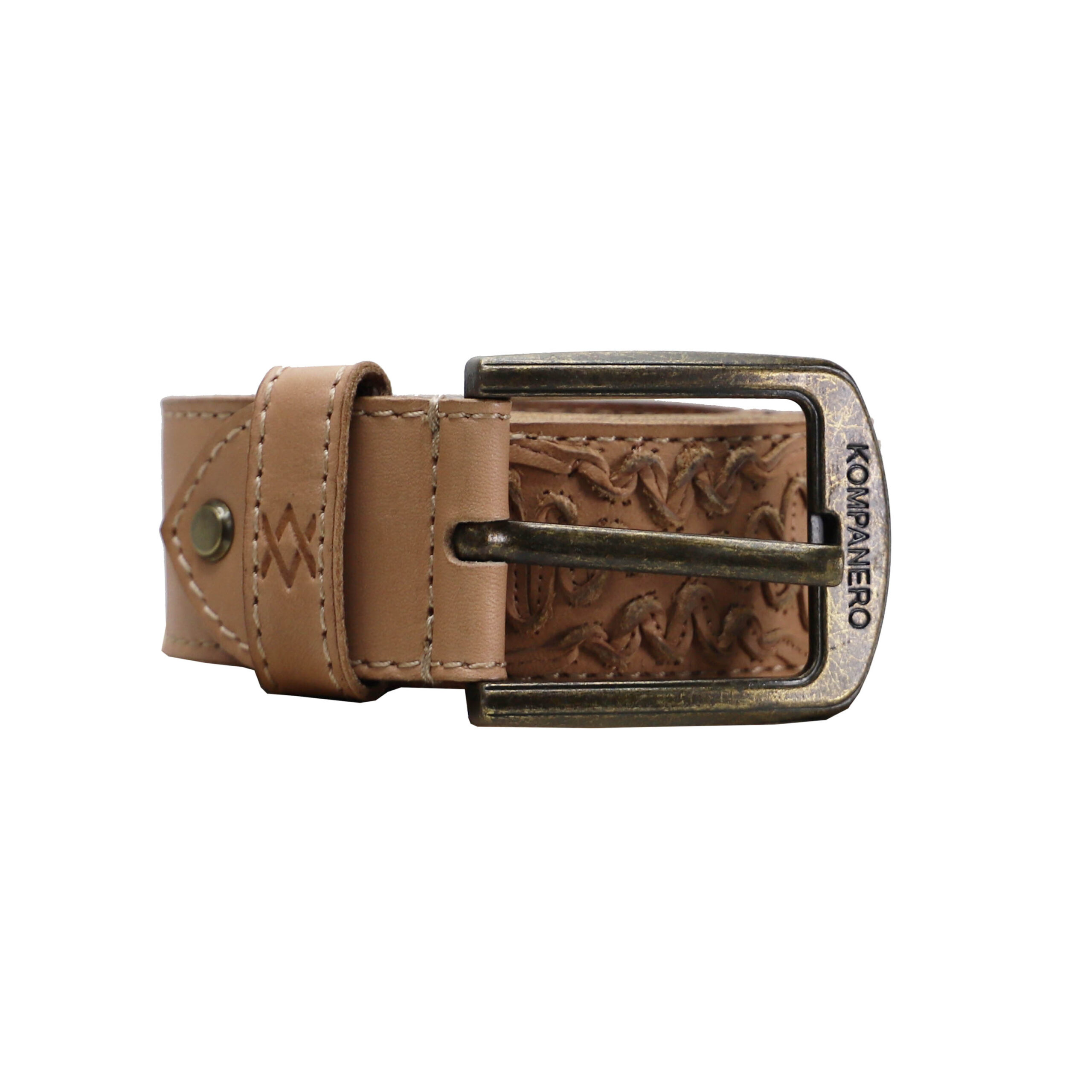 Madrid Leather Belt by Kompanero Available in Taupe