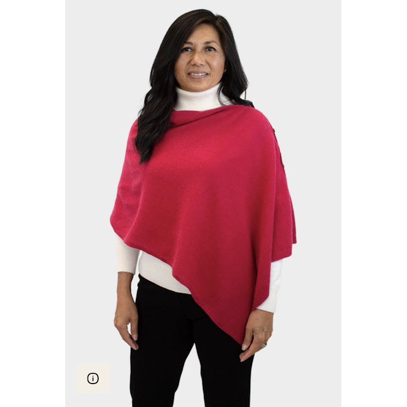 Cashmere Peony Button Poncho by Lemonwood in Magenta